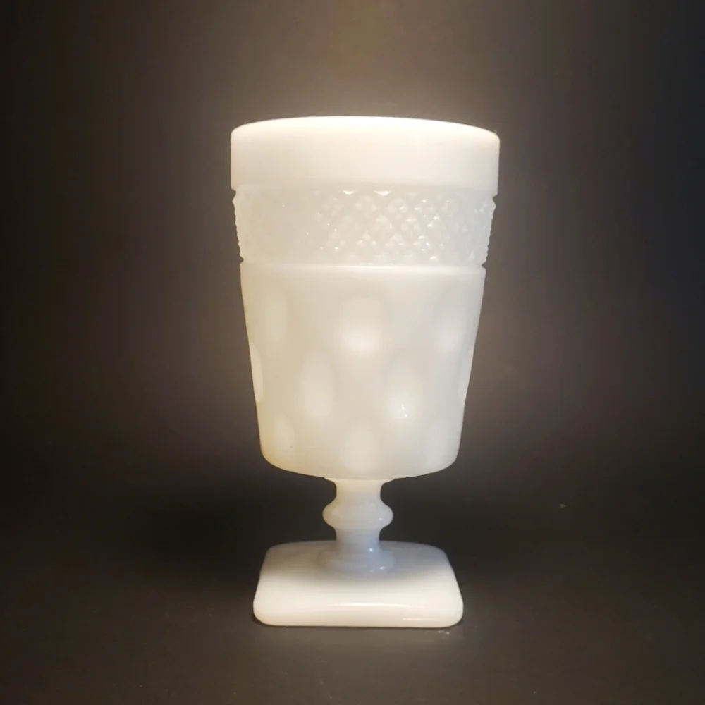 McKEE Vintage OPAL MILK GLASS 1950's Goblet / Pedestal Vase 5-1/2